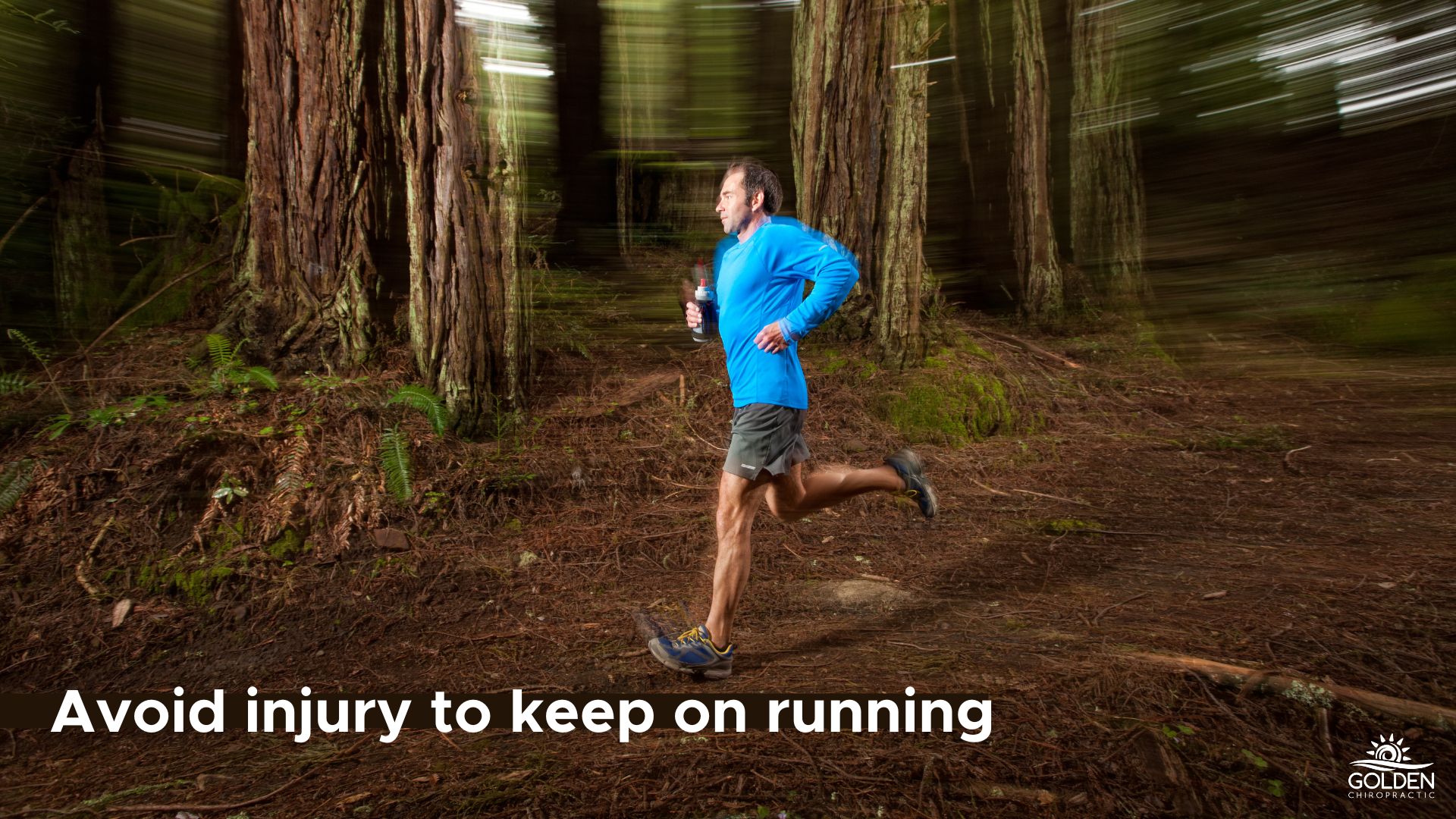 Man running through the redwoods